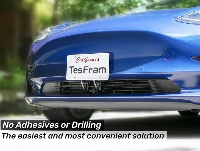 TesFram 2023-2017 Model 3 License Plate Mount, Height-Adjustable & NO Drilling Front License Plate Holder with Anti Theft Features (Not Compatible with Highland Version) - Image 3